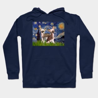 Two Chinese Crested in an Adaptation of Van Gogh's Starry Night Hoodie